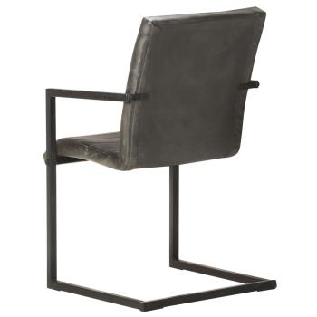 Freischwinger 6 Stk. Grau Echtleder