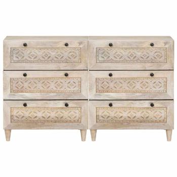 Sideboard 2 stk. 120 x 33,5 x 75 cm massives Mangoholz Weiß