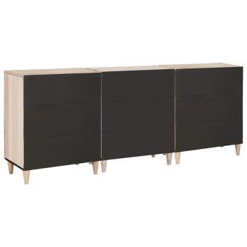 Sideboard 3 pcs Weiß 180 x 33,5 x 75 cm massives Mangoholz