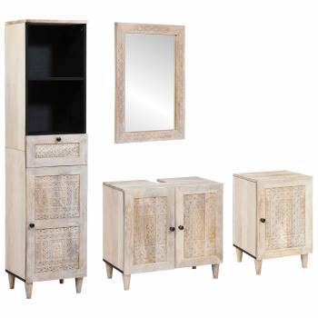 ARDEBO.de - Badezimmermöbel-Set mit Schubladen 4 pcs Weiß Holzwerkstoff
