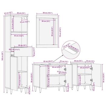 Badezimmermöbel-Set mit Schubladen 4 pcs Weiß Holzwerkstoff