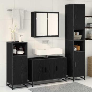 Badezimmermöbel-Set 4 stk. Schwarz Eichen-Optik 90 x 33 x 60 cm