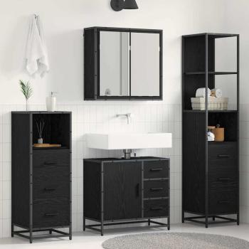 ARDEBO.de - Badezimmermöbel-Set 4 Stk. Schwarz Eichen-Optik Holzwerkstoff