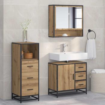 ARDEBO.de - Badezimmermöbel-Set 3 stk. Artisan-Eiche 65 x 33 x 60 cm