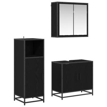 ARDEBO.de - Badezimmermöbel-Set 3 stk. Schwarz Eichen-Optik 60 x 33 x 60 cm