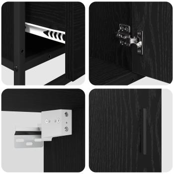 Badezimmermöbel-Set 3 stk. Schwarz Eichen-Optik 65 x 33 x 60 cm