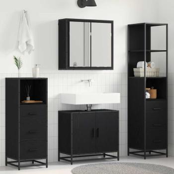 ARDEBO.de - Badezimmermöbel-Set 4 Stk. Schwarz Eichen-Optik Holzwerkstoff