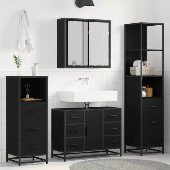 ARDEBO.de - Badezimmermöbel-Set 3 stk. Schwarz Eichen-Optik 80 x 33 x 60 cm