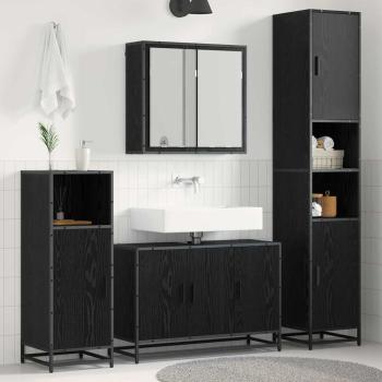 ARDEBO.de - Badezimmermöbel-Set 3 stk. Schwarz Eichen-Optik 90 x 33 x 60 cm