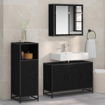 ARDEBO.de - Badezimmermöbel-Set 3 stk. Schwarz Eichen-Optik 90 x 33 x 60 cm