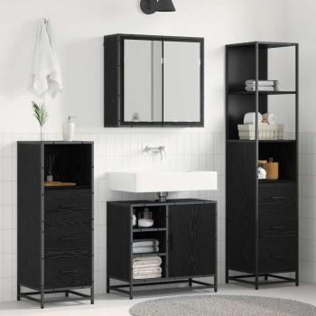 ARDEBO.de - Badezimmermöbel-Set 3 stk. Schwarz Eichen-Optik 65 x 33 x 60 cm