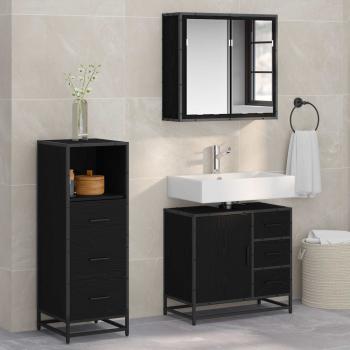 ARDEBO.de - Badezimmermöbel-Set 3 stk. Schwarz Eichen-Optik