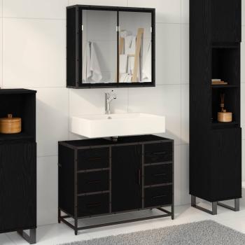 ARDEBO.de - Badezimmermöbel-Set 2 stk. Schwarz Eichen-Optik 80 x 33 x 60 cm