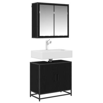 Badezimmermöbel-Set 2 Stk. Schwarz Eichen-Optik Holzwerkstoff