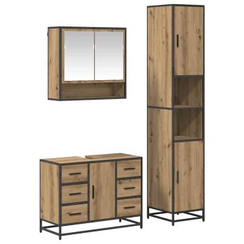 Badezimmermöbel-Set 3 stk. Artisan-Eiche 90 x 33 x 60 cm