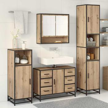 Badezimmermöbel-Set 3 stk. Artisan-Eiche 90 x 33 x 60 cm