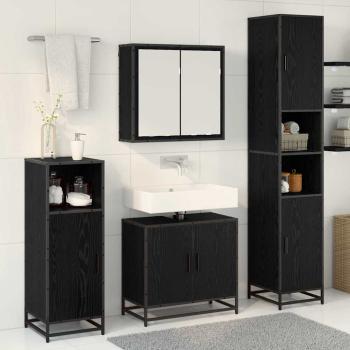 Badezimmermöbel-Set 4 stk. Schwarz Eichen-Optik 65 x 33 x 60 cm