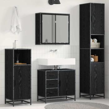 ARDEBO.de - Badezimmermöbel-Set 4 Stk. Schwarz Eichen-Optik Holzwerkstoff