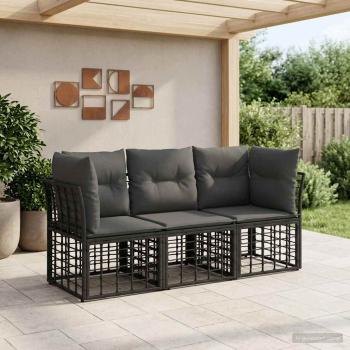 ARDEBO.de - Outdoor-Sofagarnitur Schwarz Polyester