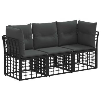 Outdoor-Sofagarnitur Schwarz Polyester