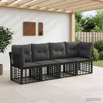 ARDEBO.de - Outdoor-Sofagarnitur Schwarz Polyester