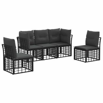 Outdoor-Sofagarnitur Schwarz Polyester