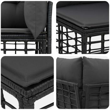 Outdoor-Sofagarnitur Schwarz Polyester