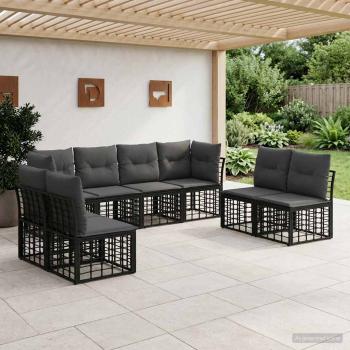 ARDEBO.de - Outdoor-Sofagarnitur Schwarz Polyester
