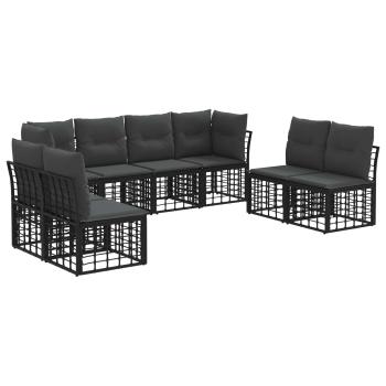 Outdoor-Sofagarnitur Schwarz Polyester