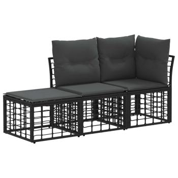 Outdoor-Sofagarnitur 3 stk. Schwarz Polyester