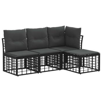 Outdoor-Sofagarnitur Schwarz Polyester