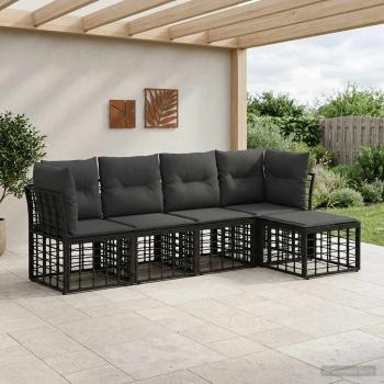 ARDEBO.de - Outdoor-Sofagarnitur Schwarz Polyester