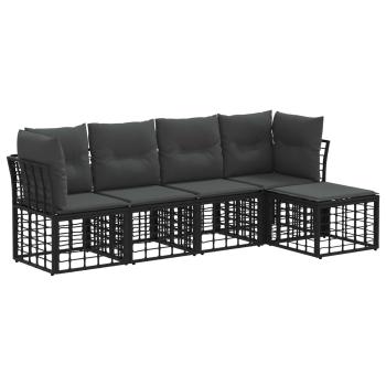Outdoor-Sofagarnitur Schwarz Polyester