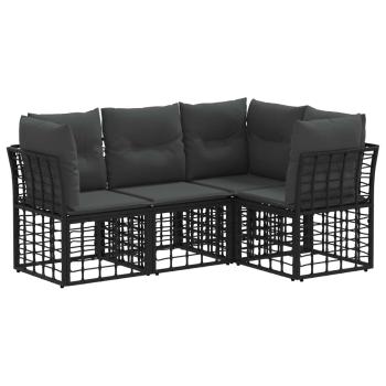 Outdoor-Sofagarnitur Schwarz Polyester