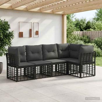 ARDEBO.de - Outdoor-Sofagarnitur Schwarz Polyester