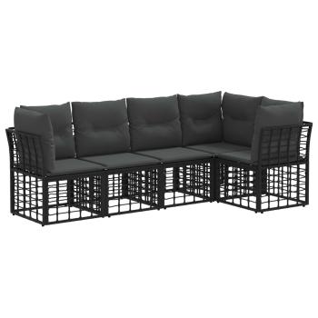 Outdoor-Sofagarnitur Schwarz Polyester