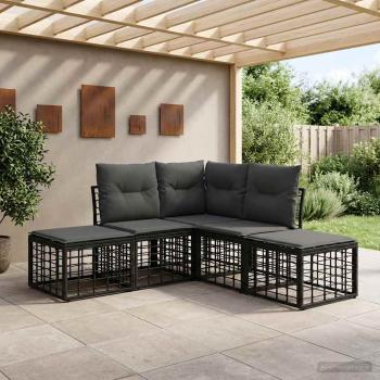 ARDEBO.de - Outdoor-Sofagarnitur Schwarz Polyester