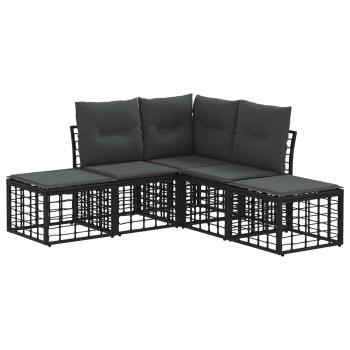 Outdoor-Sofagarnitur Schwarz Polyester