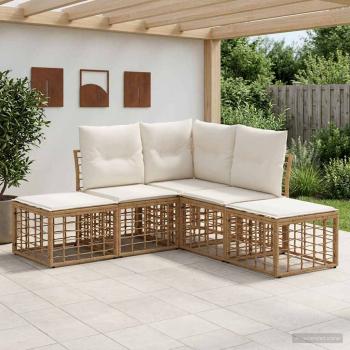 ARDEBO.de - Outdoor-Sofagarnitur Natur Polyester