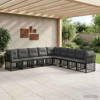 ARDEBO.de - Outdoor-Sofagarnitur Schwarz Polyester