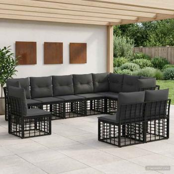 ARDEBO.de - Outdoor-Sofagarnitur Schwarz Polyester