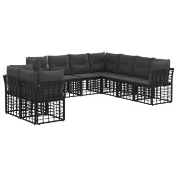Outdoor-Sofagarnitur Schwarz Polyester