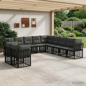 ARDEBO.de - Outdoor-Sofagarnitur Schwarz Polyester
