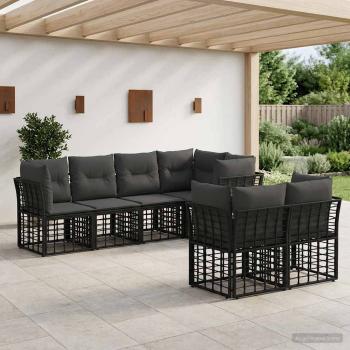 ARDEBO.de - Outdoor-Sofagarnitur 7 stk. Schwarz Polyester