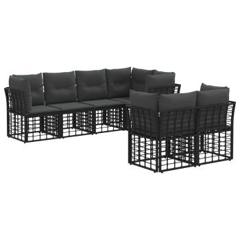 Outdoor-Sofagarnitur 7 stk. Schwarz Polyester