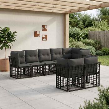 ARDEBO.de - Outdoor-Sofagarnitur Schwarz Polyester
