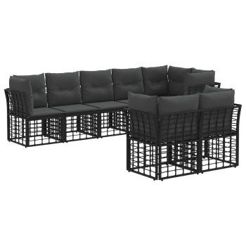 Outdoor-Sofagarnitur Schwarz Polyester