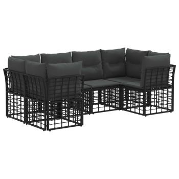 Outdoor-Sofagarnitur 6 stk. Schwarz Polyester