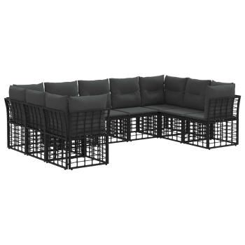 Outdoor-Sofagarnitur Schwarz und Dunkelgrau Polyester