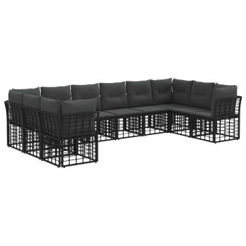 Outdoor-Sofagarnitur Schwarz und Dunkelgrau Polyester